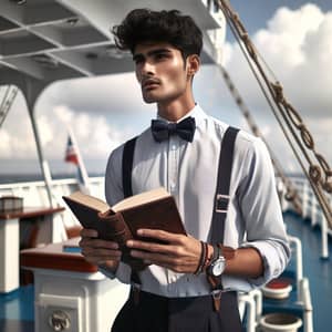 Young South-Asian Skipper Navigating Seas with Sophisticated Style