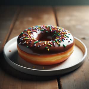 Delicious Chocolate Glazed Donut with Colorful Sprinkles