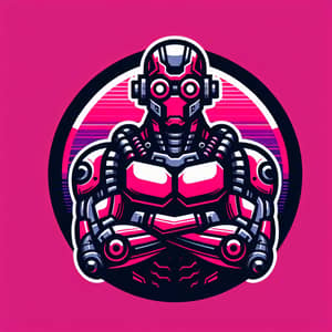 Masculine Futuristic Bot Logo in Pink Background