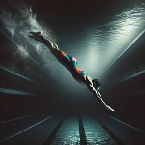 Professional Swimmer Diving into Endless Pool