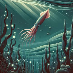 Glowing Squid: Underwater Ballet Amid Luminescent Microorganisms