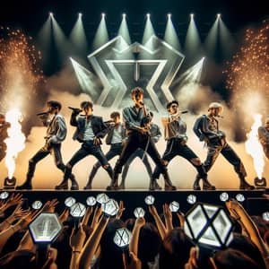 Dynamic South Korean Boy Band Performance w/ Pyrotechnics