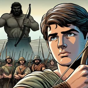 David vs Goliath - Epic Showdown in Comic Book Style