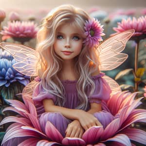 Enchanting Scene of Caucasian Fairy on Vibrant Flower