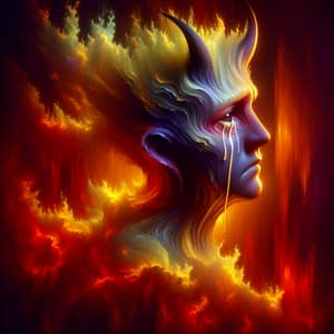 Devil in Tears: Emotional Inferno Illustration in 8K 3D
