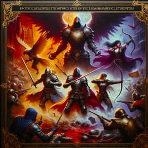 Medieval Heroes Confront Villain in Epic Dark Art Album Cover