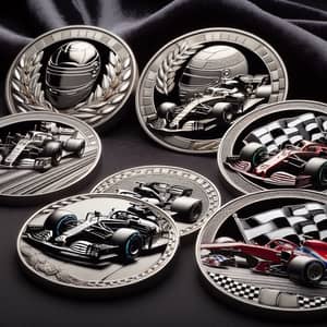 Formula 1 Themed Coins Collection | Racing Car, Helmet, Flag & Circuit