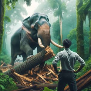 Majestic Elephant Breaking Tree Trunk | Wildlife Encounter
