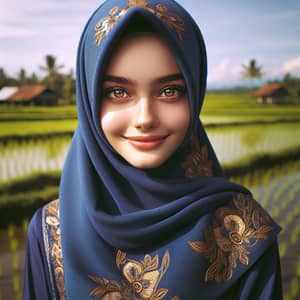 Indonesian Hijab Girl: Cultural Beauty in Deep Blue Hijab