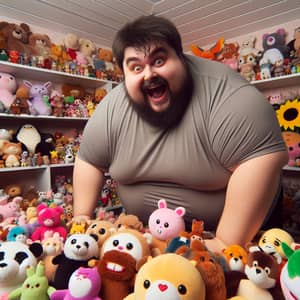 Diverse Plush Toy Collection - Joyful Enthusiast Room Display