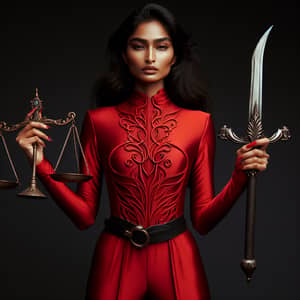 Indian Woman with Scales of Justice and Sword of Truth