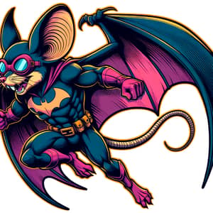 Bat-Mouse Hybrid Superheroic Character in Comic Book Style