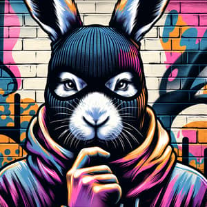 Graffiti Rabbit Art: Bandit Balaclava Street Mural