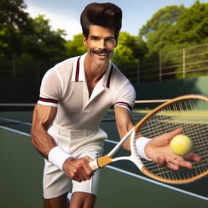 Hispanic Man Playing Tennis | Sports Day on the Court