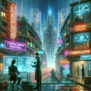 Cyberpunk Future Cityscape Wallpaper for Cybersecurity Consultants at Entelgy