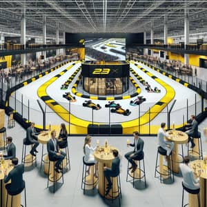 Vivid Yellow & Black Indoor Karting Circuit at Convention Center