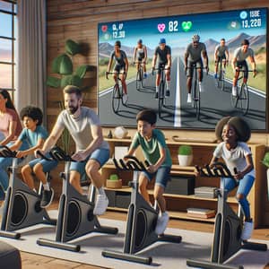 Home-Based Family Bike Racing on Digital Screen - Healthy Fun