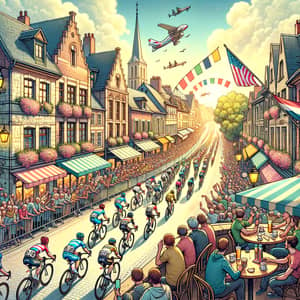 Vibrant Tour de France Stage in a Charming City