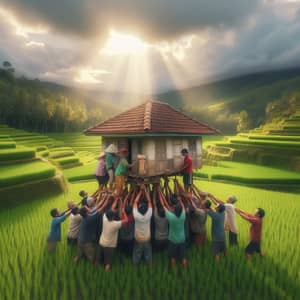 Filipino Farmers Unite to Lift Traditional House
