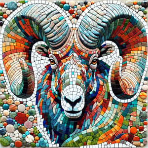 Colorful Bighorn Sheep Mosaic Art