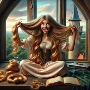 Playful Rapunzel with Golden Hair | Fairy Tale Character