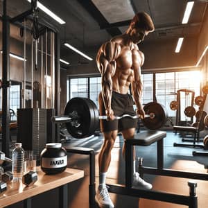 Muscular Man in Intense Workout Session, AI Art Generator