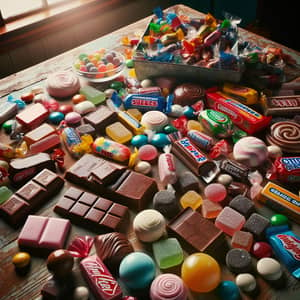 American Candy Collection: Varied Chocolates, Bubble Gums & Hard Candies