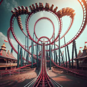 Thrilling Roller Coaster Ride at Vibrant Amusement Park