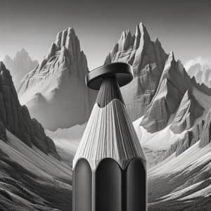 Realistic 3D Black & White Image with Graphite Pencil and Mountains
