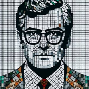 Stylish Mosaic Portrait of a Serious Man in Formal Suit