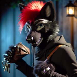 Cunning Wolf Thief with Red Mohawk Mullet Hair - Night Thievery Scene