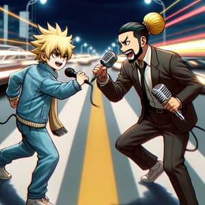 Anime-inspired Street Race between Unique Fashion Icon and Lyrical Genius