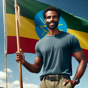 Proud Black Man with Ethiopian Flag | Heartwarming Image
