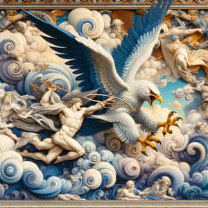 Prometheus and Eagle: Classical Greek Art Scene with Vibrant Colors
