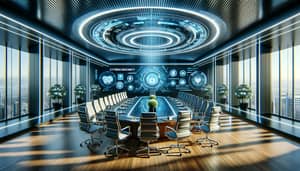 Futuristic Cybersecurity Boardroom Zoom Background