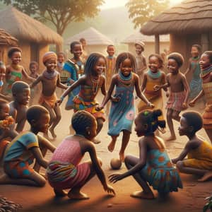 African Village Children Playing in Native Attire | Joyful Scene