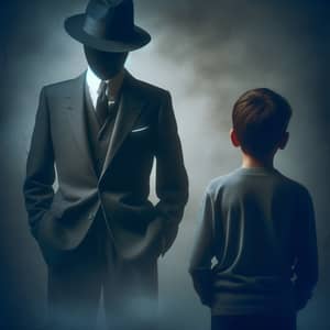 Mysterious Faceless Man in Suit Watching 15-Year-Old Boy