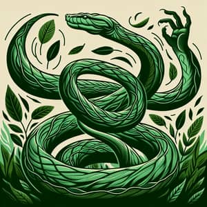 Dancing Green Anaconda: Wild and Vibrant Illustration