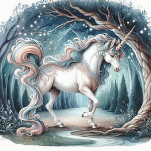 Enchanted Forest Unicorn: Watercolor Artwork