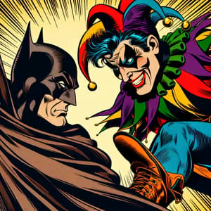 Batman vs. Harley Quinn: Dramatic Confrontation in Comic Style