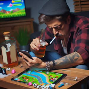 Intoxicated Individual Playing Homescapes Mobile Game