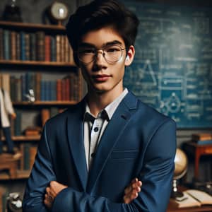Young Asian Teenager in Dark Blue Suit | Mystery-Solving Room