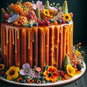 Dense Honey Cake in Tree Trunk Form | Edible Flowers & Berries