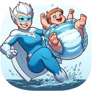 Elsa Superhero Saves Toddler Girl Floating on Ocean