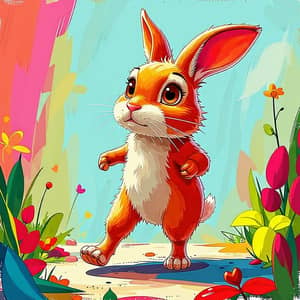 Whimsical Anime-Style Rabbit Character in Vibrant Colors