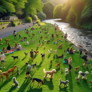 Dog Park by the River: Playful Canines and Beautiful Scenery