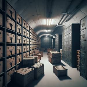Organized Bunker Room with Wooden Crates and Lockers