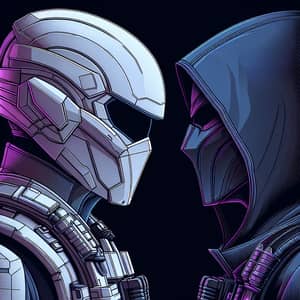 Minimalistic Line Art Encounter: Stormtrooper vs Batman