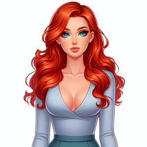 Fiery Red-Haired Woman with Blue Eyes | Allure & Confidence