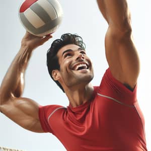 Happy Sporting Man | Hispanic Volleyball Player in Action